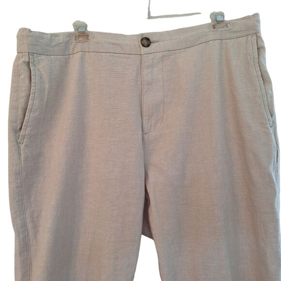Old Navy Linen Blend Slim Pull On Trousers NWOT Drawstring Pants Beige Men's L - Picture 8 of 16